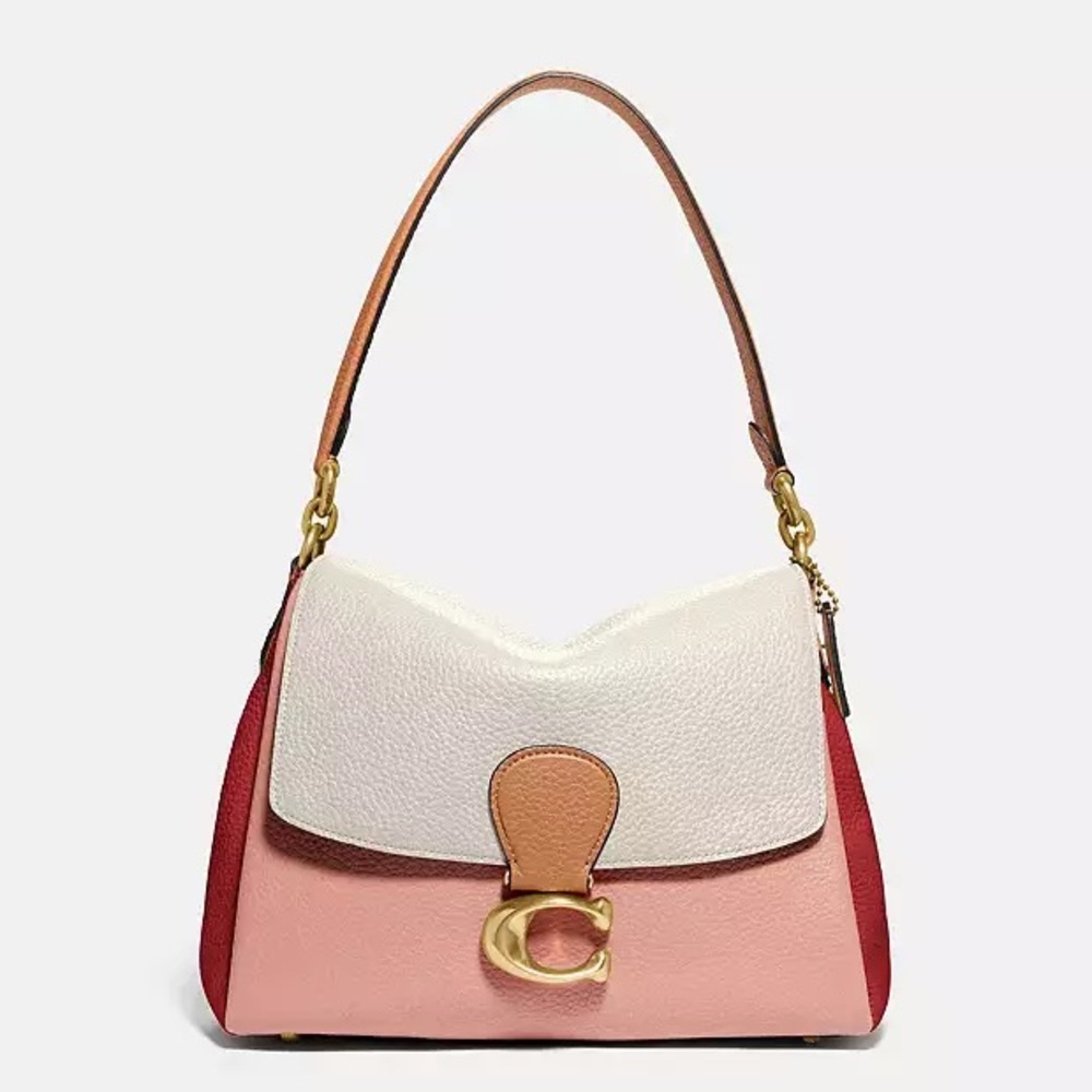 Coach May Shoulder Bag in Colorblock Brass/Ivory Blush Multi